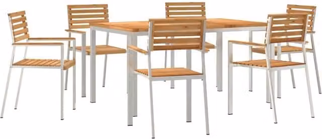 Berkfield Home 7 Piece Modern Teak Garden Dining Set in Brown – 1