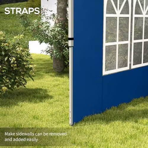 Outsunny Blue Polyester Gazebo Side Panels for 3x3m or 3x4m Pop Up Gazebos, 2 Pack – 4