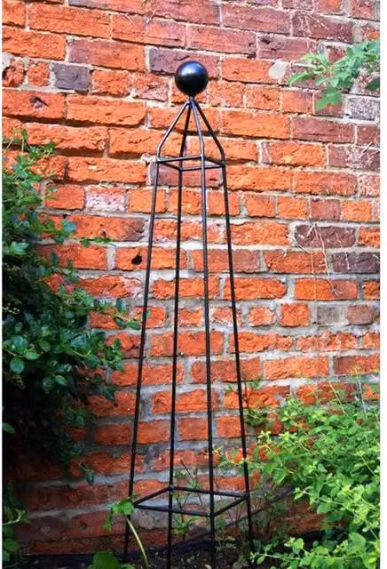 Poppyforge Cleo Steel Obelisk Plant Support, Black, W/D/H: 22 x 22 x 121.9 cm