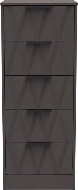 Ready Assembled 2 U Washington 5 Drawer Tall Bedside Chest in Dark Grey