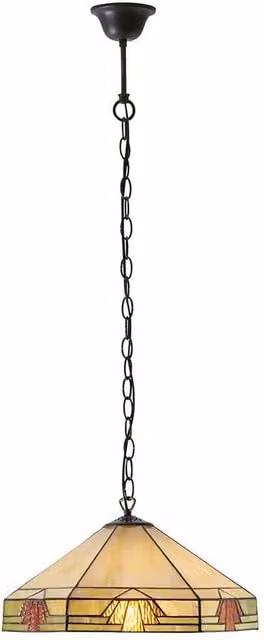 Loops Art Deco Tiffany Glass Hanging Ceiling Pendant Light in Bronze and Amber – 1