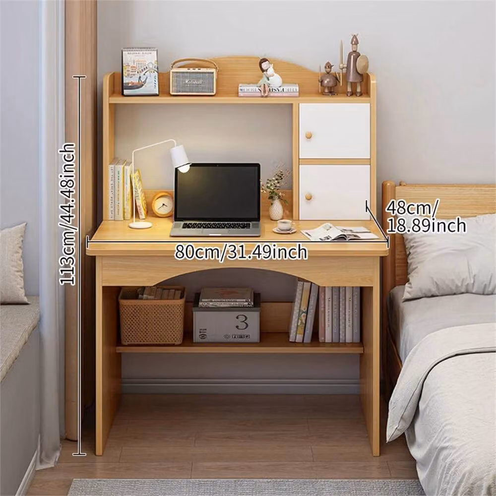 Nordara Brown Wooden Computer Desk with Writing Shelves, W/D/H: 113 x 35 x 48 cm – 2