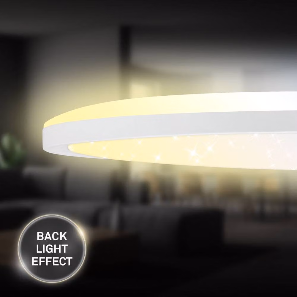 Briloner White LED Ceiling Panel with Remote Control, Dimmable Starry Sky Effect, CCT Warm to Cold White, W/D/H: 37.5 x 37.5 x 4.5 cm – 5