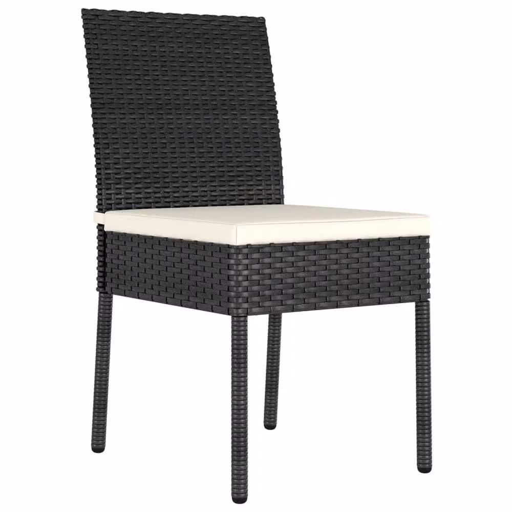 Berkfield Home Modern Garden Dining Chairs, 2 Piece Set, Black Poly Rattan and Steel, H 88 x W 57 x D 44 cm – 3