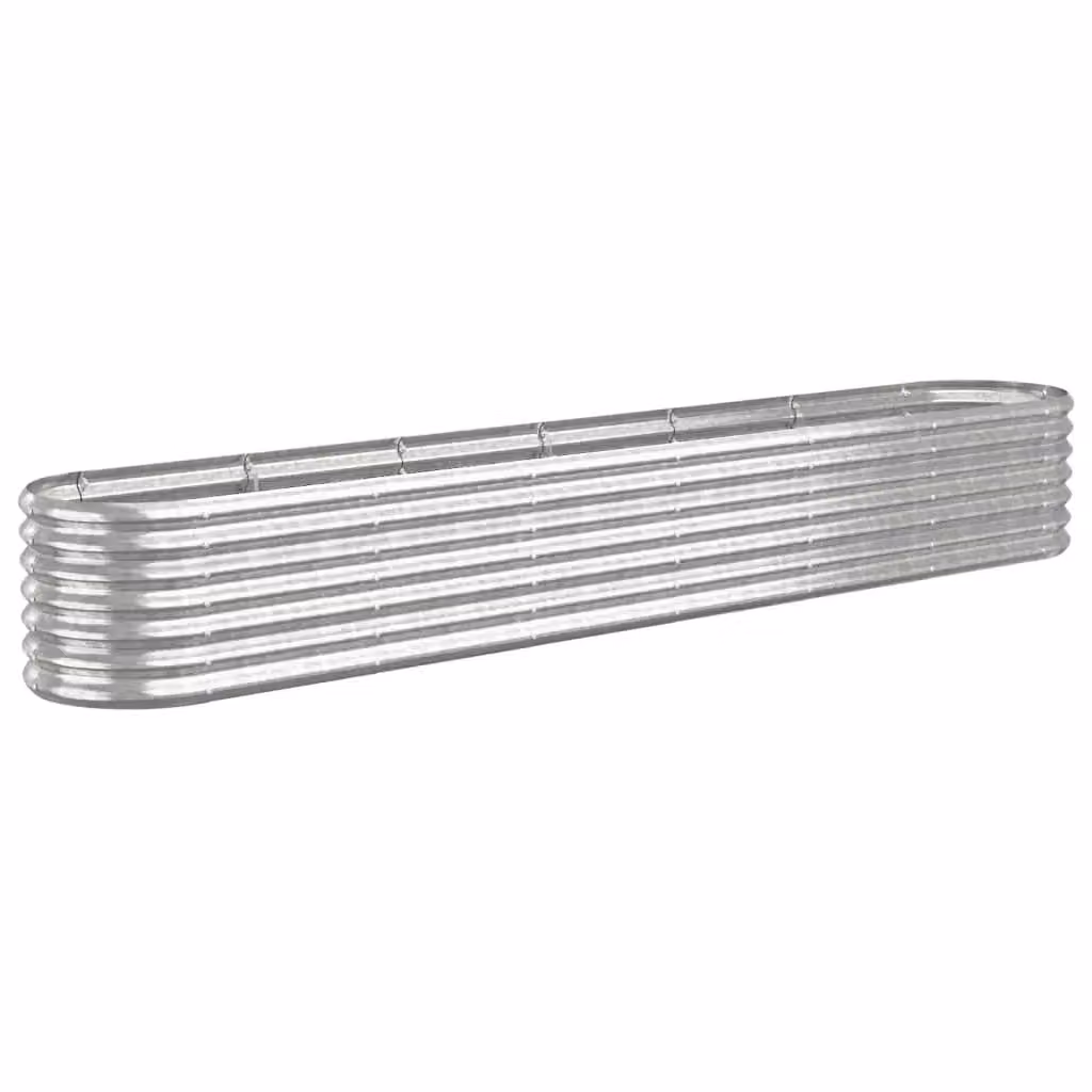 Berkfield Home Garden Powder-coated Steel Raised Bed in Silver, W: 260 cm, D: 40 cm, H: 36 cm – 2