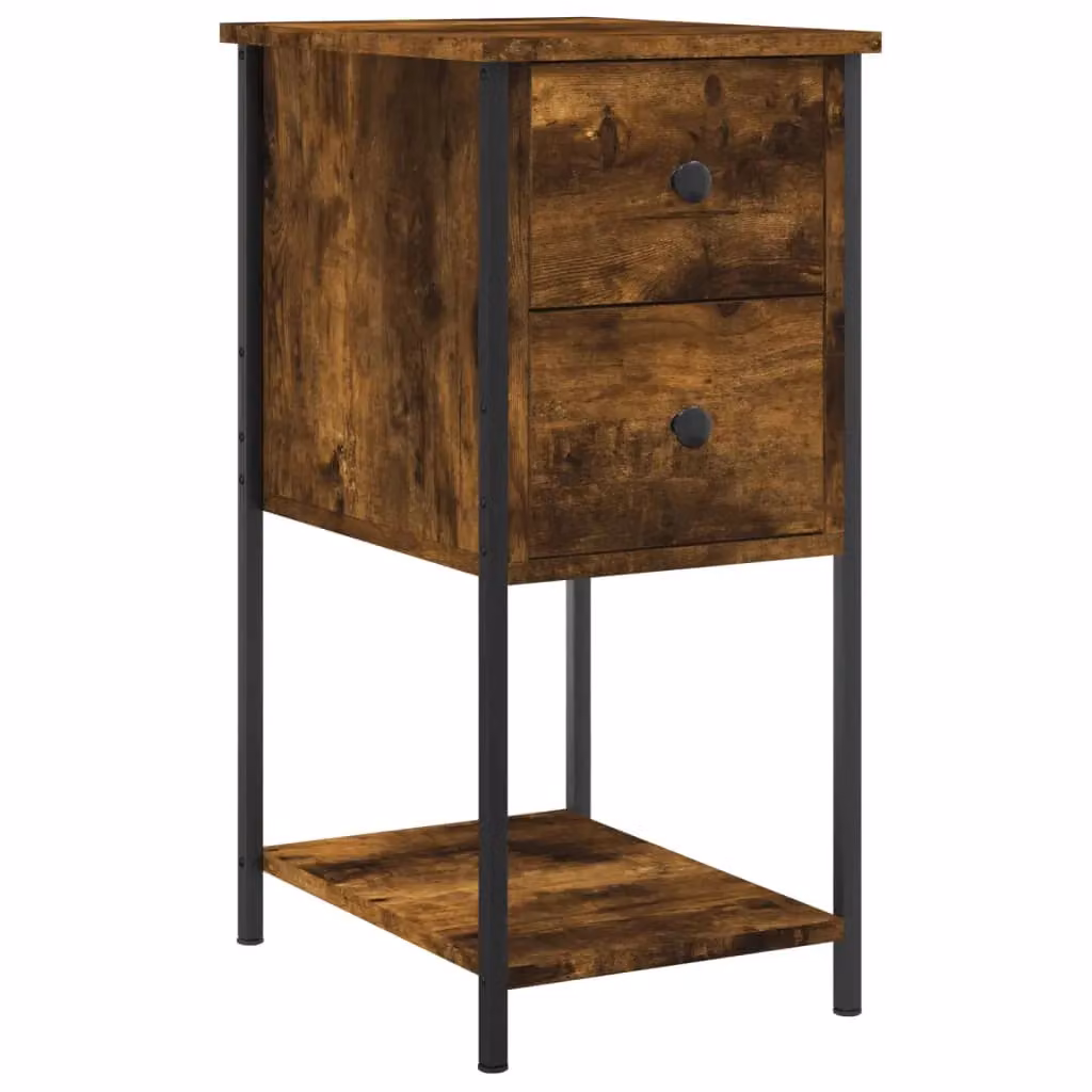 Berkfield Home Set of 2 Bedside Cabinets in Smoked Oak Brown, W/D/H: 32 x 42 x 70 cm – 3