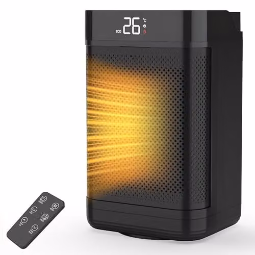Air Pro 10 inch Portable Electric Ceramic Space Heater with LED Display and Remote Control in Black – 7