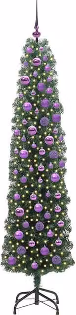 Berkfield Home Artificial Christmas Tree with 300 LEDs and Stand, Green, H 180 cm x W 48 cm x D 48 cm