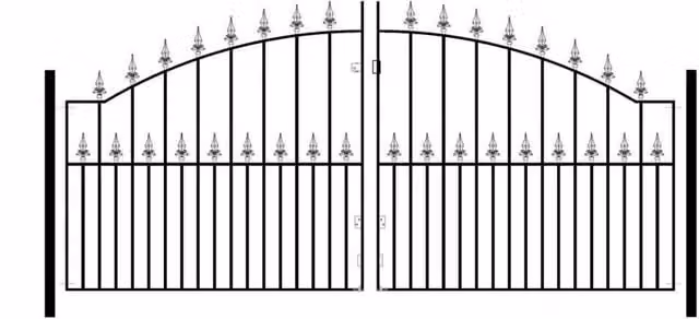 Burbage Iron Craft Saxon Spear Top Arched Double Driveway Gate in Black, W: 274.3 cm, H: 124.5 cm