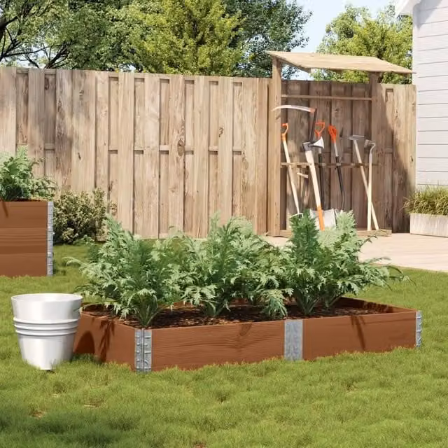Berkfield Home Garden Brown Wooden Raised Bed Planter made of Wood and Galvanised Steel W/D/H: 150 x 100 x 100 cm – 1