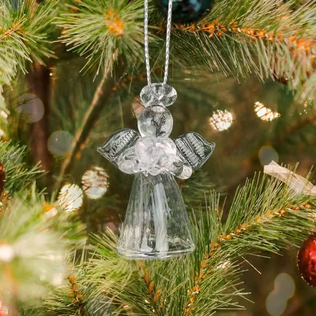 Clear Memorial Glass Angel Hanging Figure