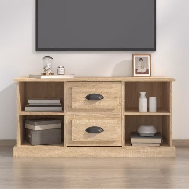 Berkfield Home Modern TV Cabinet in Sonoma Oak, Brown/Beige, W: 99.5 cm, D: 35.5 cm, H: 48 cm – 1