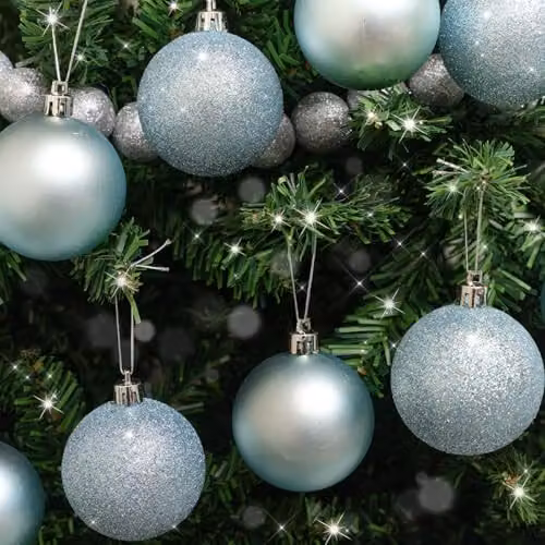 Melody Maison Set of 10 Blue Glitter Christmas Baubles – 2