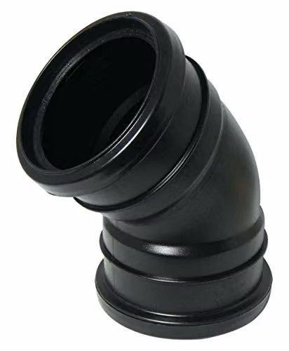 FloPlast Ring Seal Soil Bend Double Socket, 135 Degree, 110mm, Black