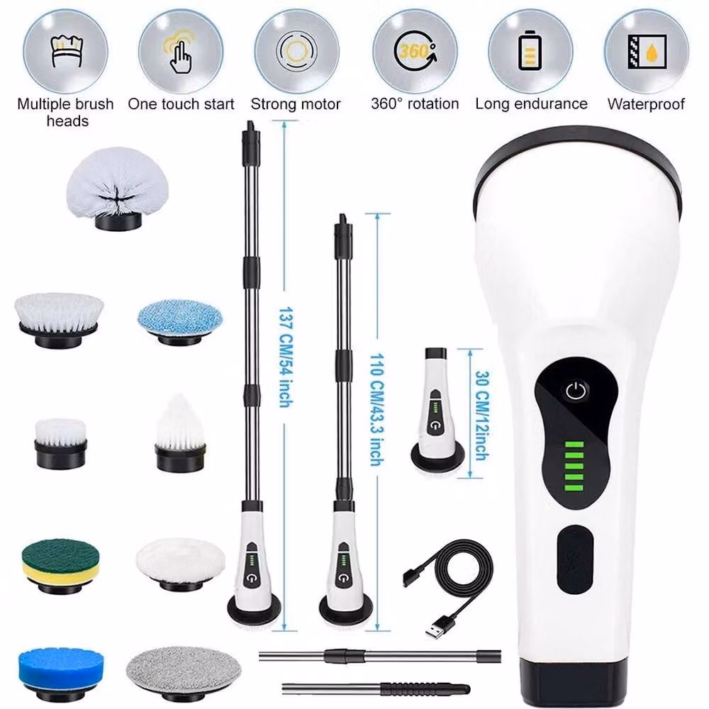 EONLION Cordless Electric Spin Scrubber Shower Cleaning Brush, White, Height: 100 cm – 2