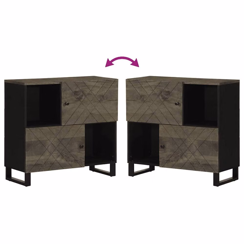 Berkfield Home Black Mango Wood Sideboard W/D/H: 80 x 33 x 75 cm – 4