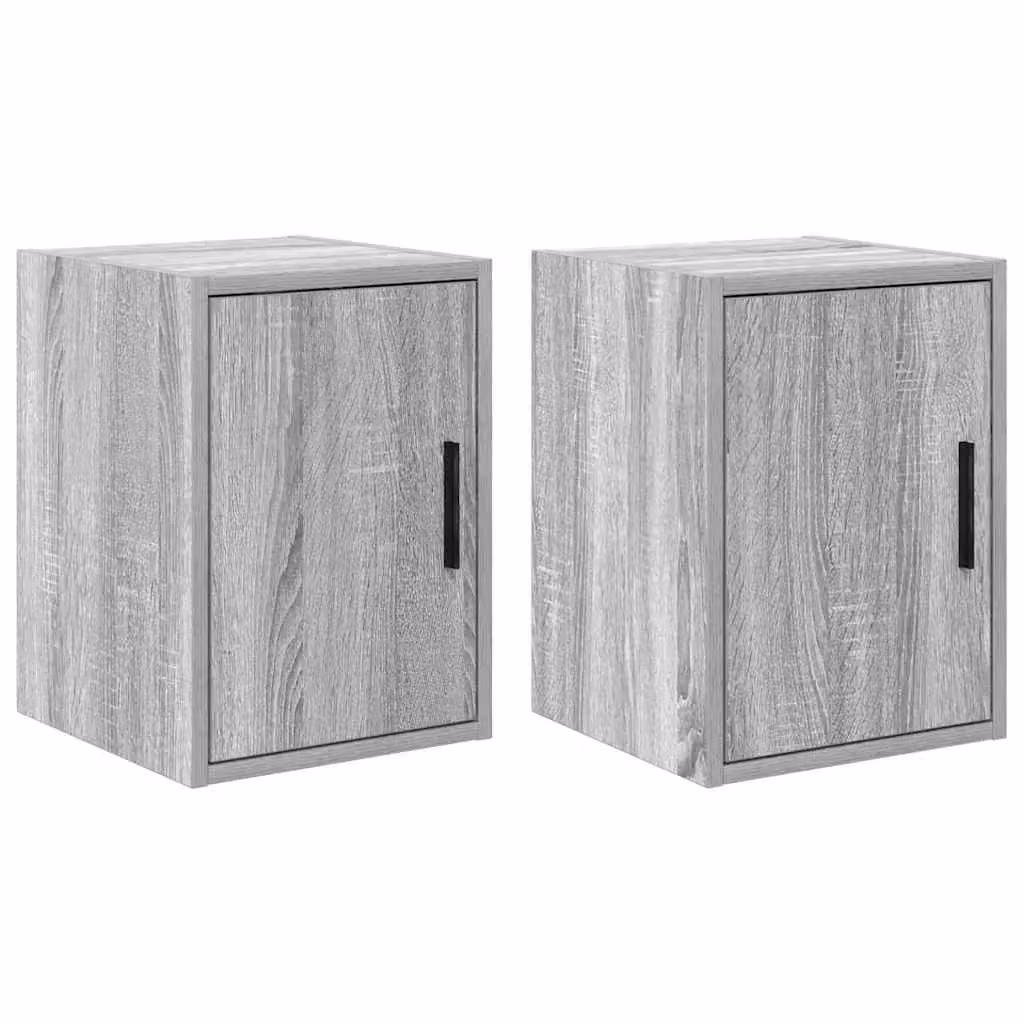 Berkfield Home Set of 2 Wall Mounted Garage Workshop Cabinets in Grey Matt Engineered Wood – 2