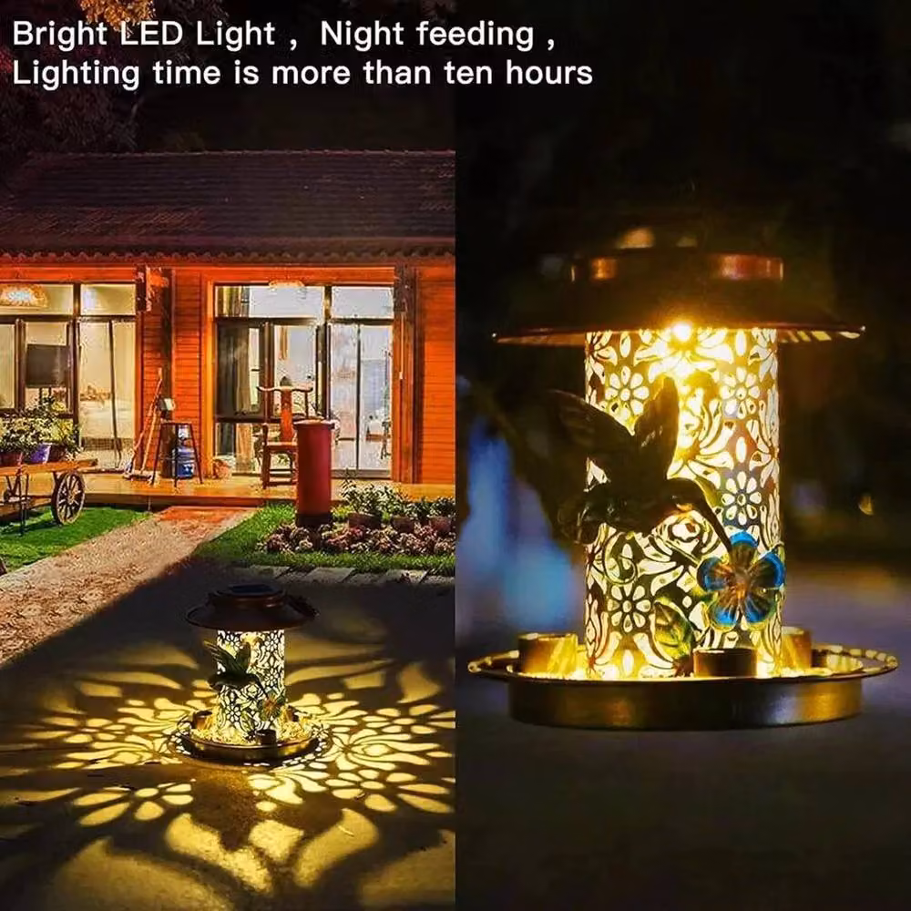 Kelvenix Solar Powered Vintage Style Bird Feeder Lantern in Bronze – 4