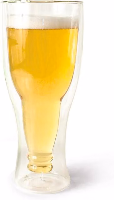 mysmartbuy Upside Down Double Layer Insulated Pint Glass, Transparent, 350ml