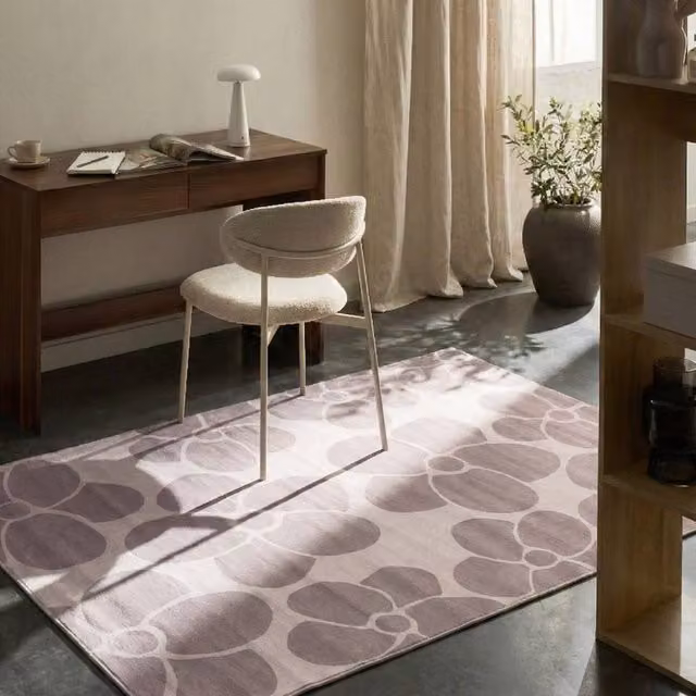 Wyld and Coco Beige Floral Woven Area Rug, W: 140 cm, D: 200 cm