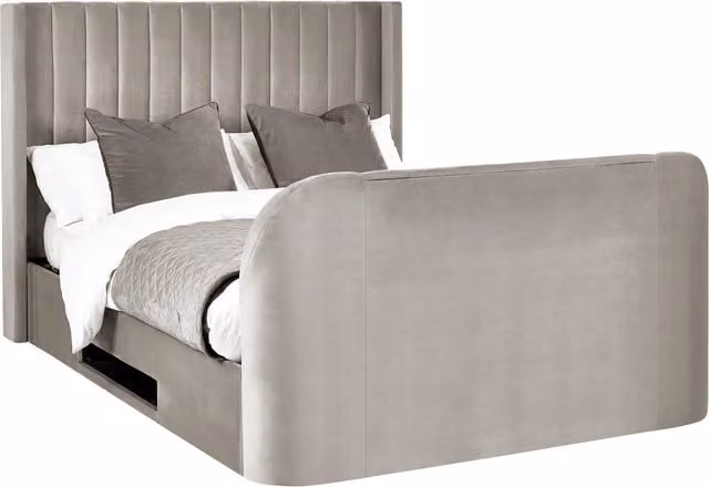 Julian Bowen Clara Ottoman Storage Bed in Grey Velvet