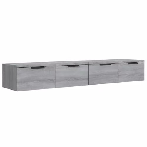 vidaXL Set of 2 Modern Wall Mounted Cabinets in Grey MDF with Hinged Doors W/D/H: 68 x 30 x 20 cm – 1