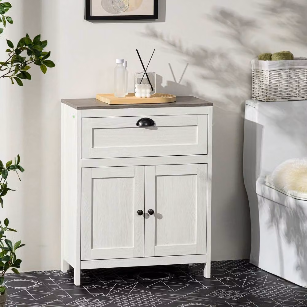 Wyld Haus Sunoli Antique White and Grey Bathroom Cabinet with Double Doors, Internal Drawers and Shelves – 3
