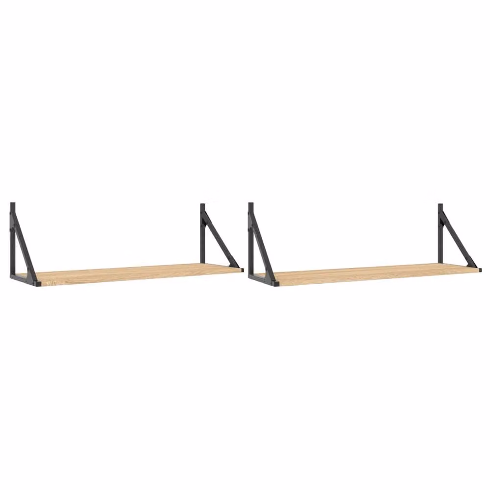 Berkfield Home Wall Shelves, 2 Piece Sonoma Oak Set in Natural, W/D/H: 80 x 25 x 25.5 cm – 2