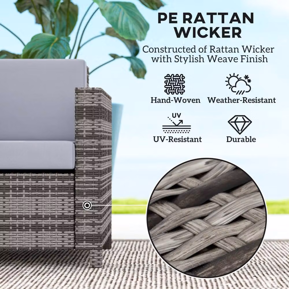 Wyld Haus Noluha 2 Seater Outdoor Rattan Sofa with Armrests in Mixed Grey – 3