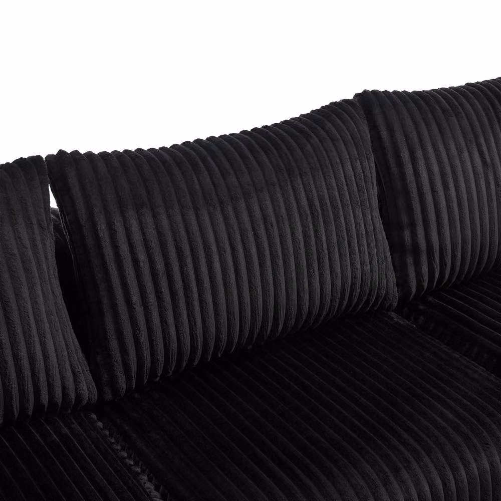 GOMYWAY Matteo Modular L-Shaped 3 Seater Sectional Sofa in Black Corduroy – 8