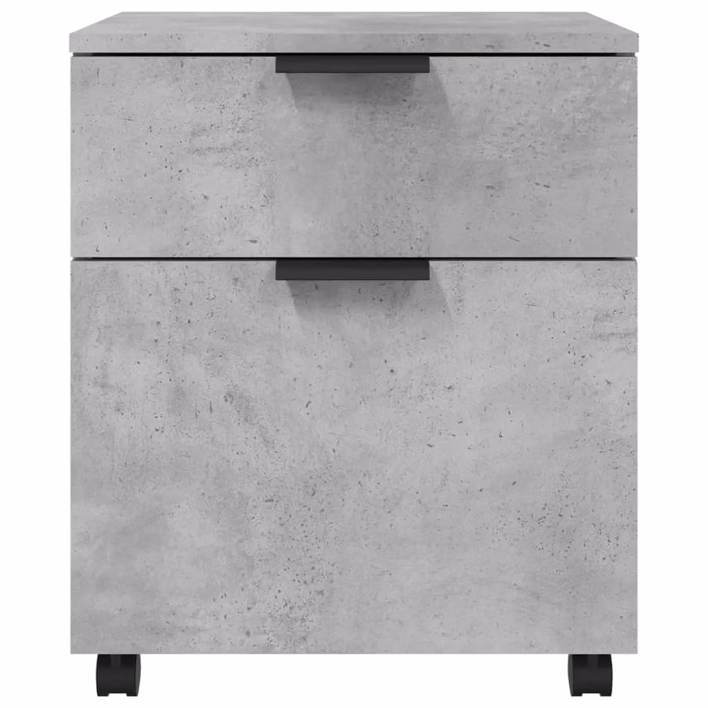 Berkfield Home Mobile File Cabinet with Wheels in Concrete Grey, W: 45 cm, D: 38 cm, H: 54 cm – 2