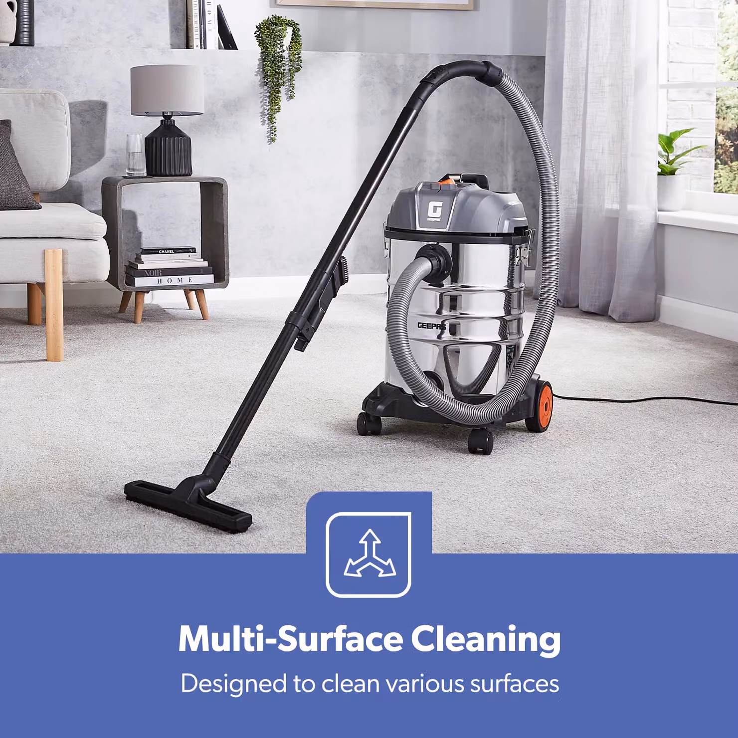 Geepas 3-in-1 Wet and Dry Vacuum Cleaner with Blower Function, 1400W, 30L, HEPA Filter, Silver – 4