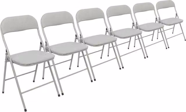 Harbour Housewares Pack of 6 Grey Fabric Padded Metal Folding Chairs