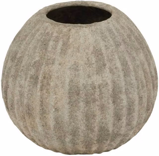 Lemon Pavilion Furniture and Decor Catania Round Ceramic Vase in Grey, W: 22 cm, D: 22 cm, H: 18 cm