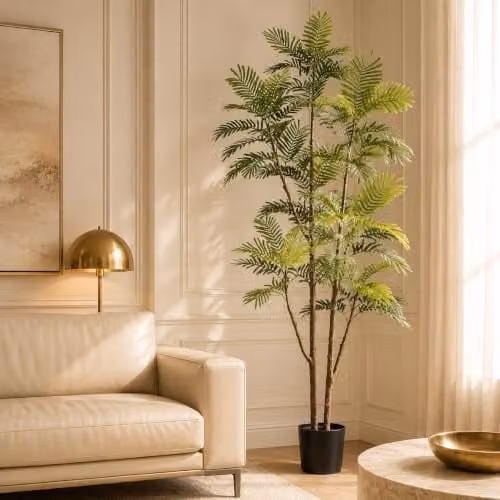 LeafUK Botanik Large Artificial Palm Tree, Green, H 210 cm x W 80 cm x D 80 cm
