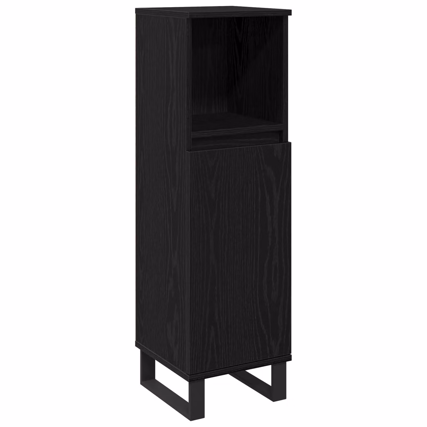 Berkfield Home Modern Black Oak Bathroom Cabinet with Hinged Doors and Internal Shelves, W/D/H: 30 x 30 x 100 cm – 2