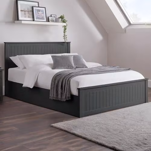 Julian Bowen Maine Ottoman Storage Bed in Anthracite Grey, W/D/H: 135 x 140 x 204 cm