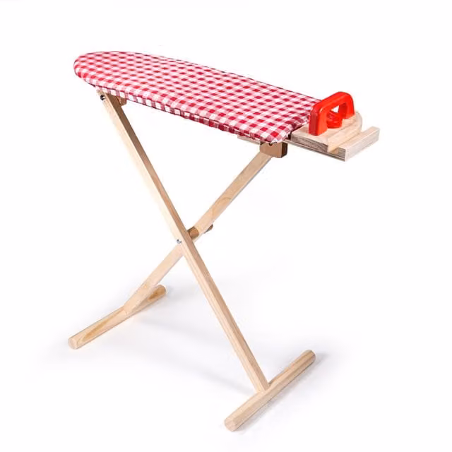 Bigjigs Toys Wooden Ironing Board with Iron in Red