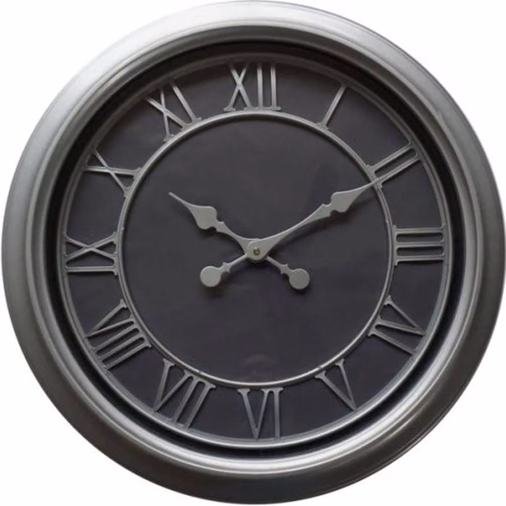 Wyld Haus Black and Silver Round Analog Wall Clock with Vintage Design, Diameter: 59 cm – 2