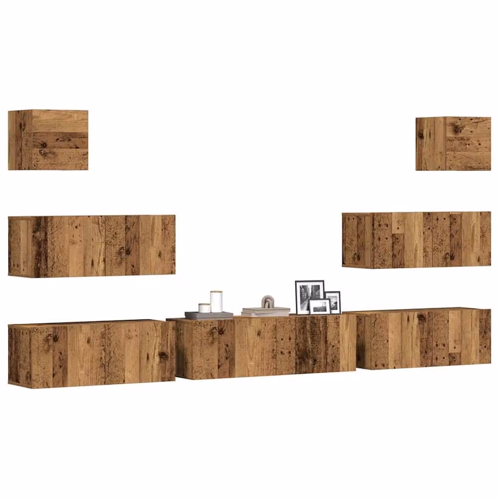 Berkfield Home Classic 7 Piece Wall-Mounted TV Cabinet Set in Brown Engineered Wood – 2
