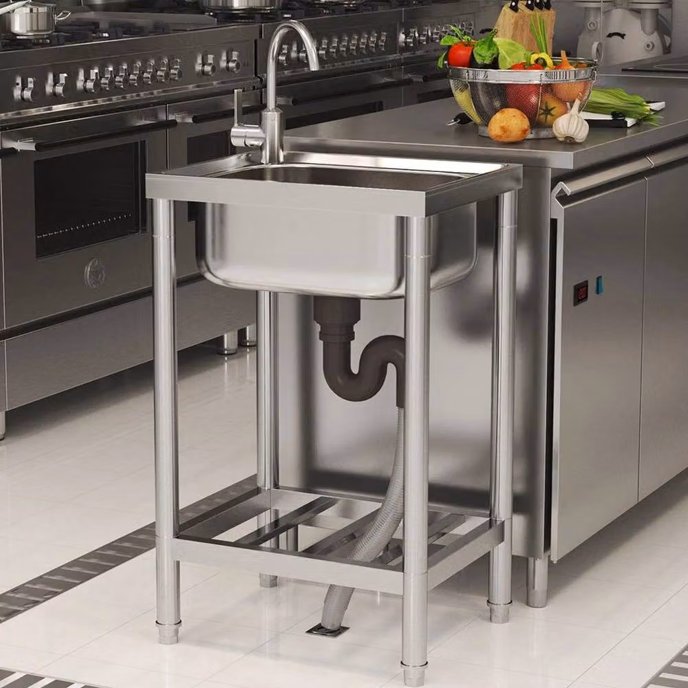 SPETLEK Stainless Steel Metal Camping Sink with Drainage in Silver – 2