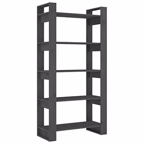 vidaXL Solid Wood Multi-Functional Book Cabinet and Room Divider in Grey – 1