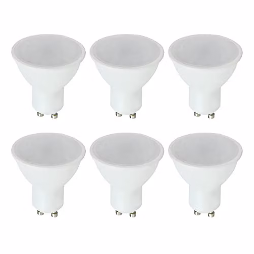MiniSun Pack of 6 5W Energy Saving LED GU10 Frosted Lens Bulbs, 6500K Cool White