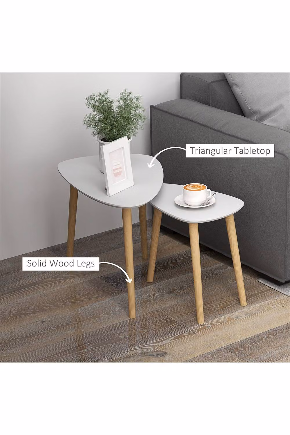 ERGOVEXA Nesting Coffee Table Set of 2 in Light Grey – 3