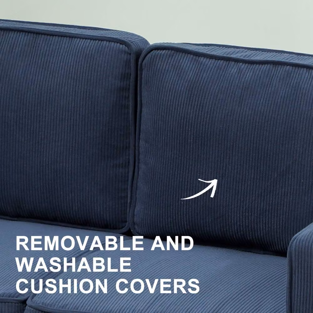 HOMCOM Compact 2 Seater Upholstered Sofa with Under Seat Storage in Blue – 5