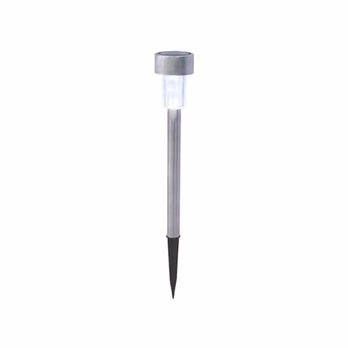 GardenKraft Set of 10 Solar Stake Bollard Lights with White LED and Stainless Steel Finish