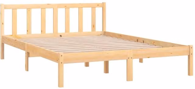 Berkfield Home Modern Double Bed Frame in Solid Pine Wood, Light Brown, W/D/H: 140.5 x 195.5 x 69.5 cm
