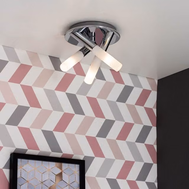 ValueLights Fina Modern 3 Way Silver Chrome Flush Ceiling Light with Frosted Glass Shades