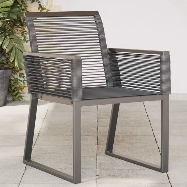 Berkfield Home Set of 4 Black Poly Rattan Garden Chairs with Armrests