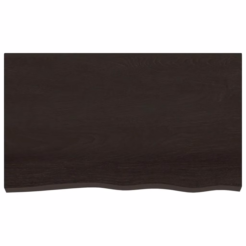 Berkfield Home Bathroom Countertop in Dark Brown Treated Solid Wood with Grey Finish, W: 100 cm, D: 60 cm, H: 2 cm – 2